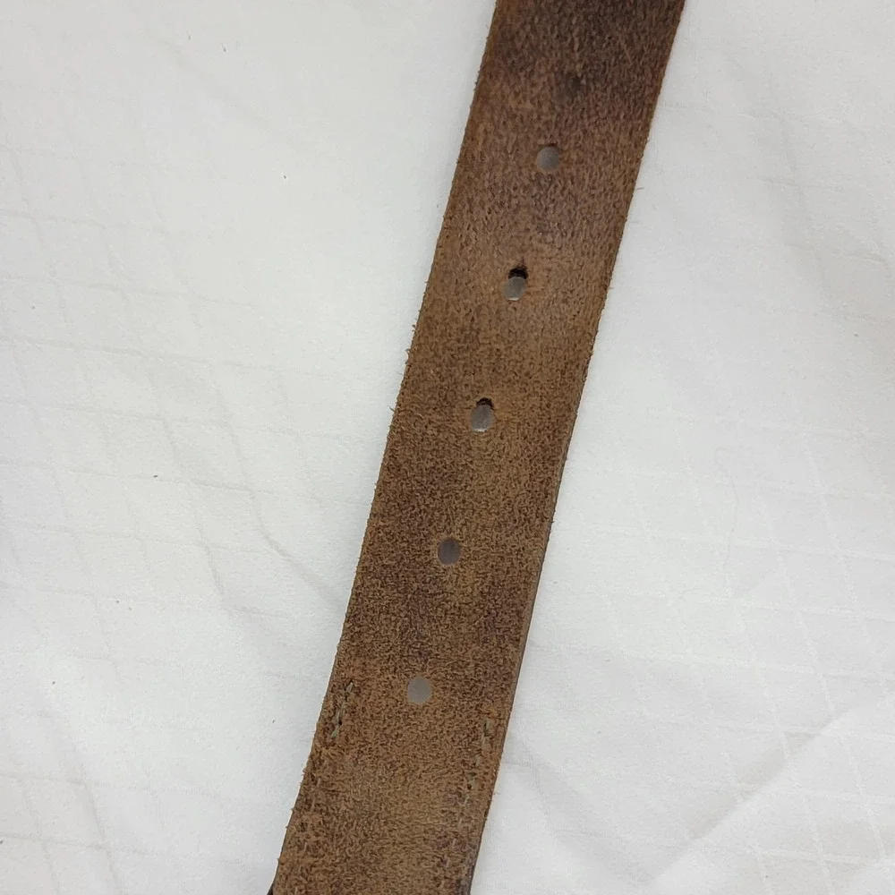 Mens Navy Blue Corduroy Brown Leather Inlay Belt Solid Brass Buckle Casual 34